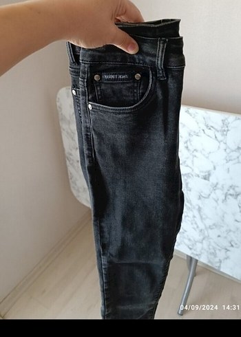 Gri Siyah Kadın Denim Jean Pantolon... - Görsel 2