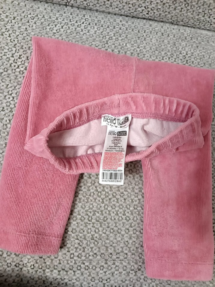 Kız Çocuk Pembe Elastik Bel Tayt - Görsel 4