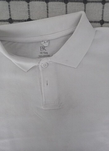 9 Yaş Beden beyaz Renk Erkek çocuk Beyaz polo yaka okul tişört 