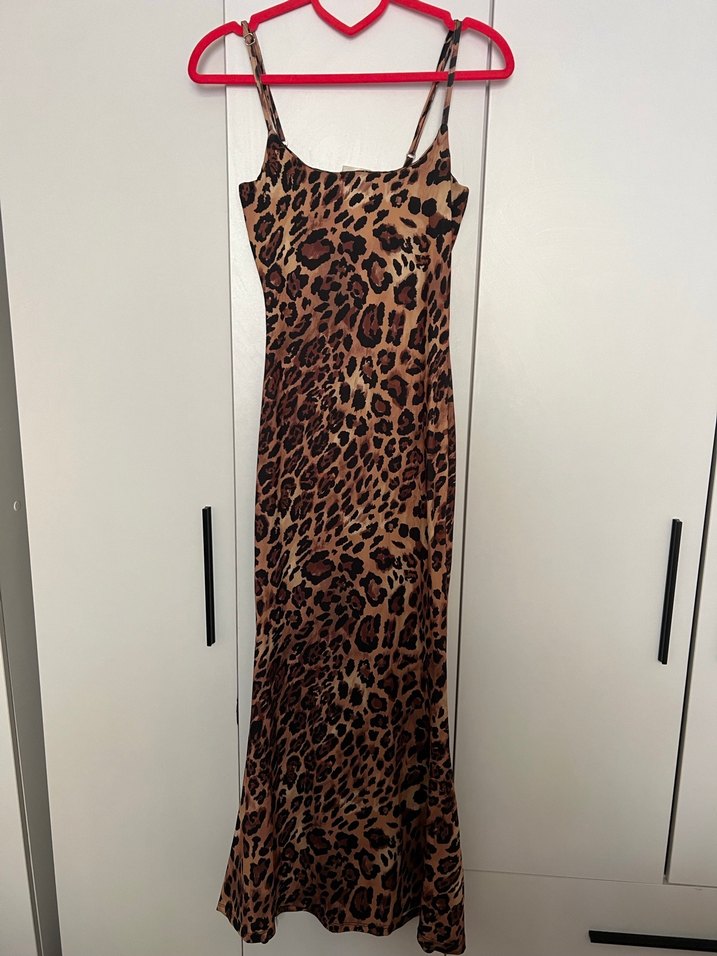 Leopar Desenli Uzun Kadın Elbise - Görsel 3
