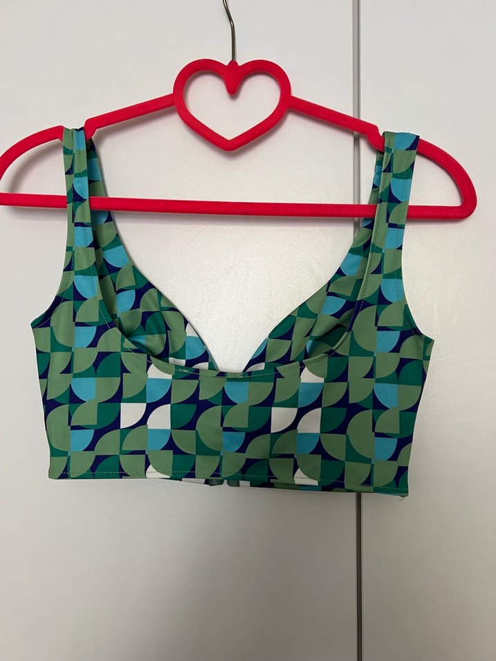 Desenli Fermuarlı V Yaka Büstiyer - Görsel 2