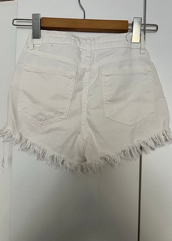 Kadın Beyaz Mini Denim Şort - Görsel 2
