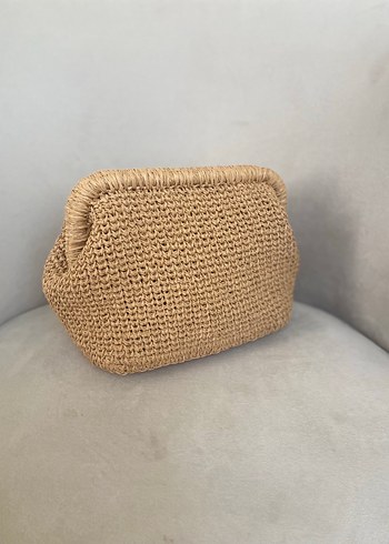 Diğer Bej Örgü Kadın Clutch Çanta