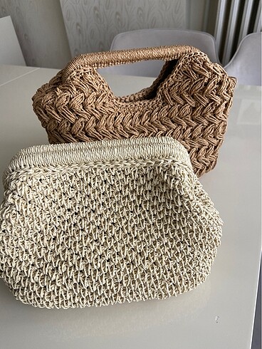 Beden camel Renk Zara hasır clutch çanta