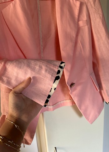 Koton Pembe Keten Blazer Ceket