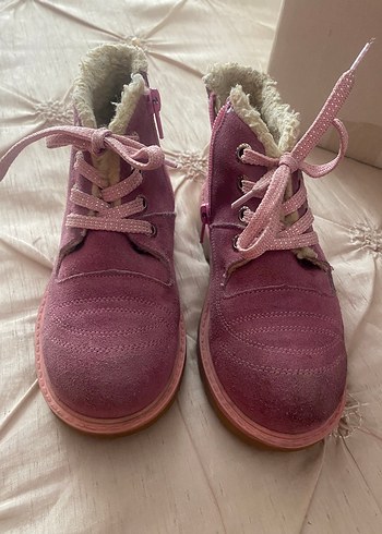 Kız Çocuk Pembe Süet Kürklü Bot