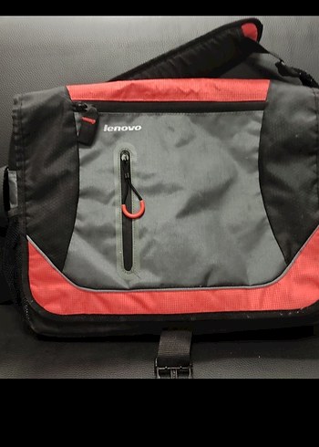 Lenovo Gri-Kırmızı Fermuarlı Erkek Messenger Çanta