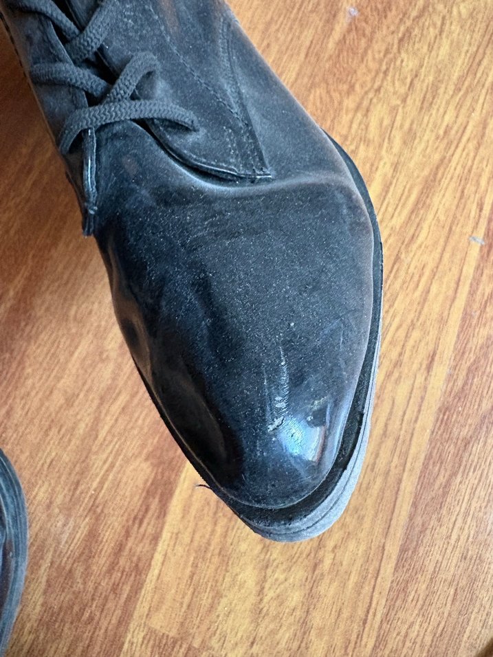 Siyah Rugan Tokalı Blok Topuklu Goth Bot - Görsel 3