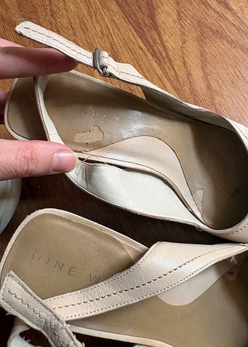 Bej Deri Tokalı Stiletto Kadın Topuklu Ayakkabı - Görsel 4