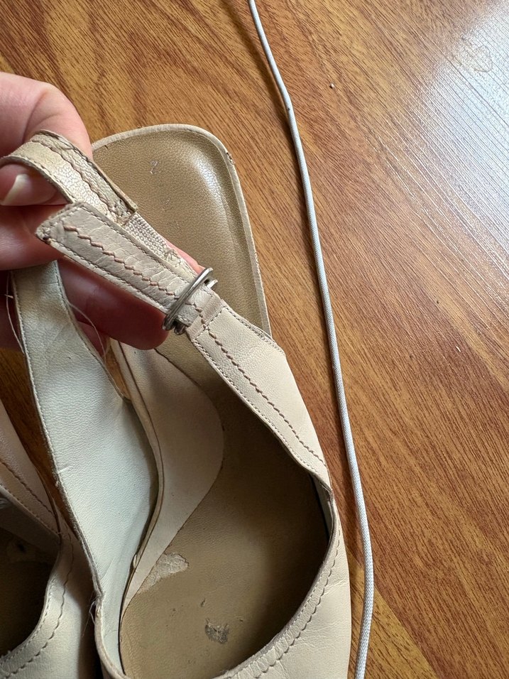 Bej Deri Tokalı Stiletto Kadın Topuklu Ayakkabı - Görsel 3