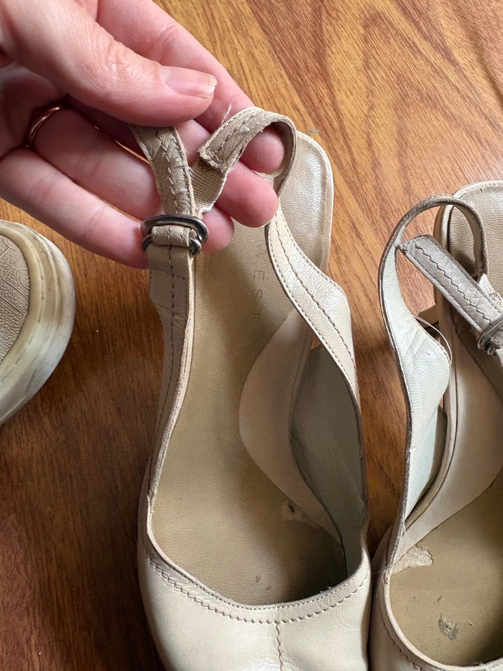 Bej Deri Tokalı Stiletto Kadın Topuklu Ayakkabı - Görsel 2