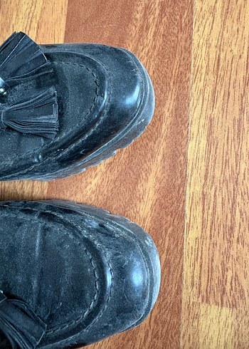 Siyah Deri Tokalı Kadın Loafer - Görsel 5