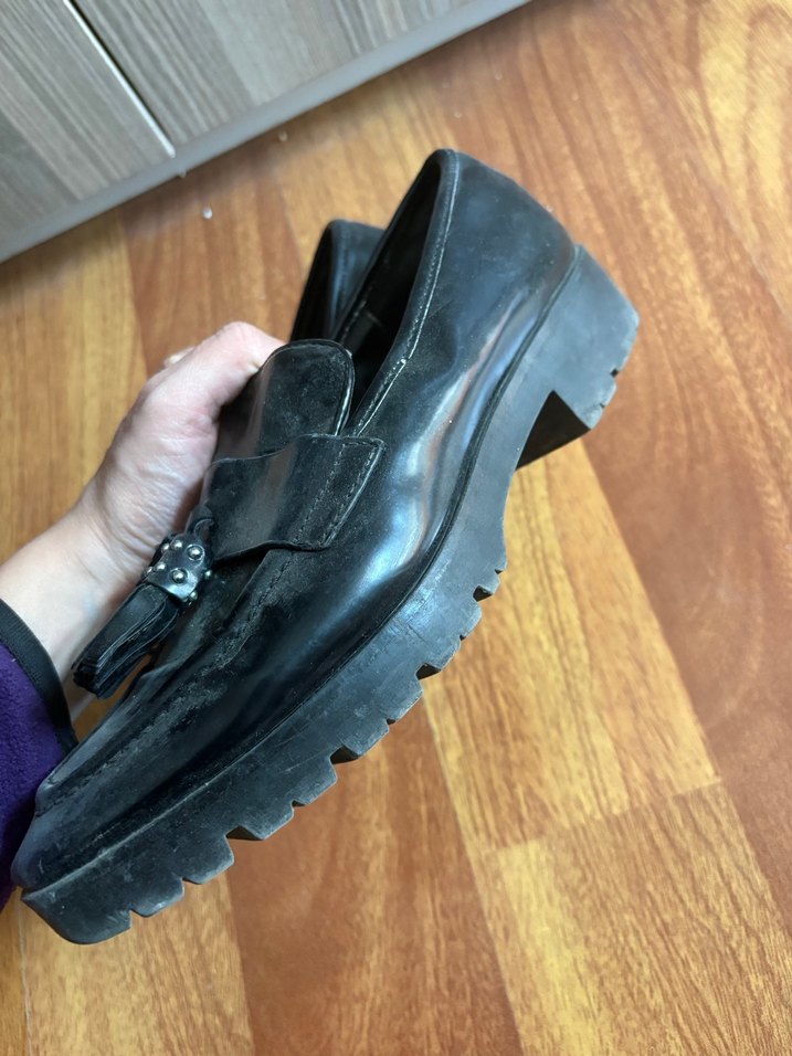 Siyah Deri Tokalı Kadın Loafer - Görsel 2