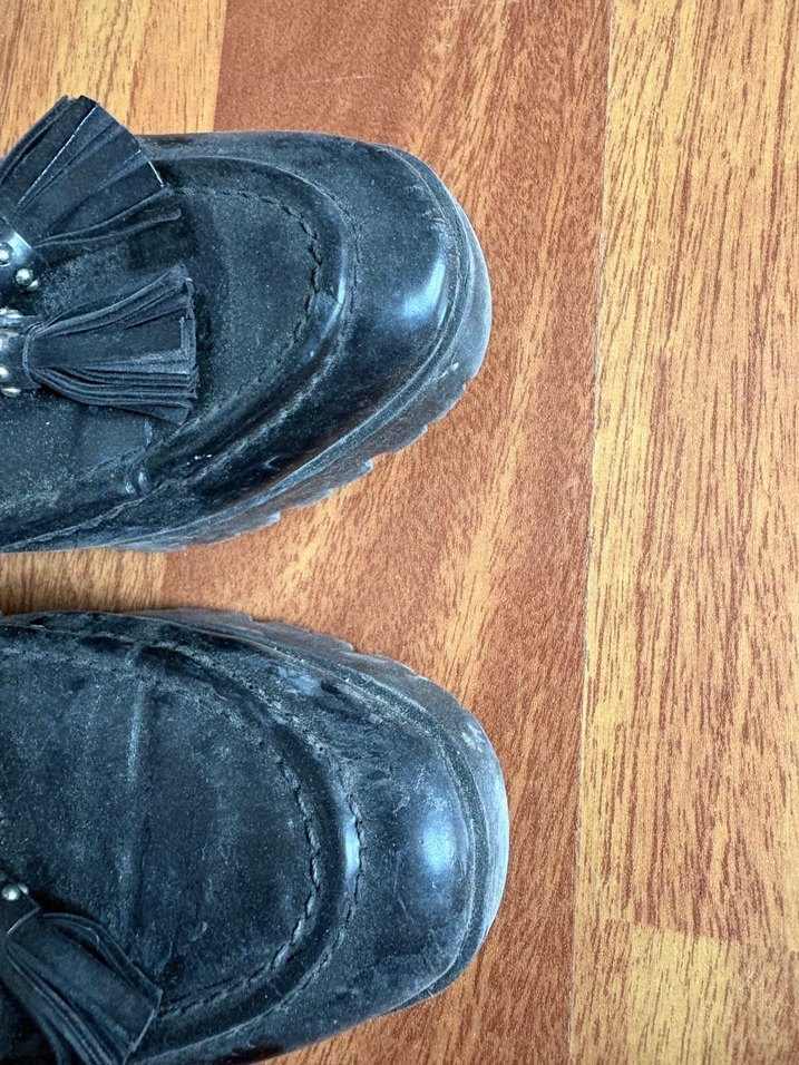 Siyah Deri Tokalı Kadın Loafer - Görsel 5