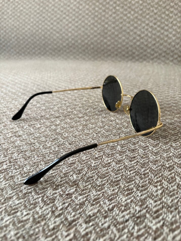 Gold Renkli Parlak Yuvarlak Kadın Güneş Gözlüğü - Görsel 4