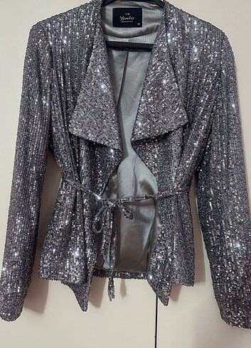 m Beden gri Renk Pul payet Ceket Blazer