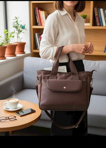 Siyah Parlak Deri Fermuarlı Kadın Çanta - Görsel 5