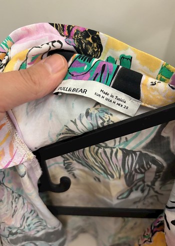 Pull and Bear Pull&bear crop Bohem Çok Renkli Batik Desenli Gömlek