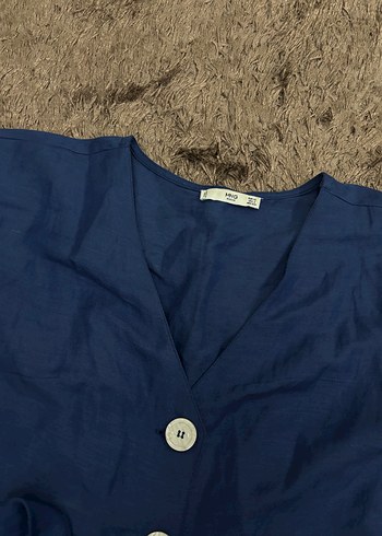 xs Beden Mango Düğmeli Keten Mini Kadın Tulum