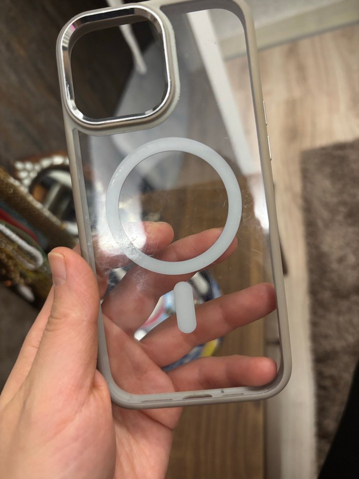 Apple 16 pro max Bej Düğmeli Bohem Telefon Kılıfı - Görsel 4