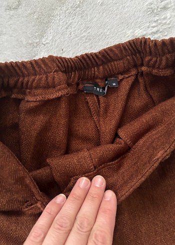 Kadın Kahverengi Midi Kumaş Pantolon - Görsel 2