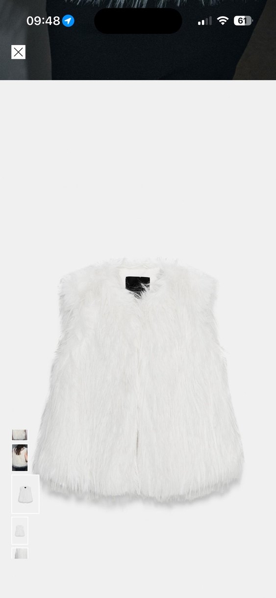 Zara Beyaz Kürk Detaylı Kolsuz Yün Yelek - Görsel 3