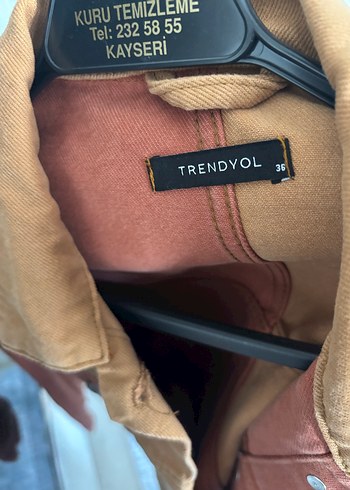 Trendyol Düğmeli Kahverengi kot Ceket gömlek - Görsel 2