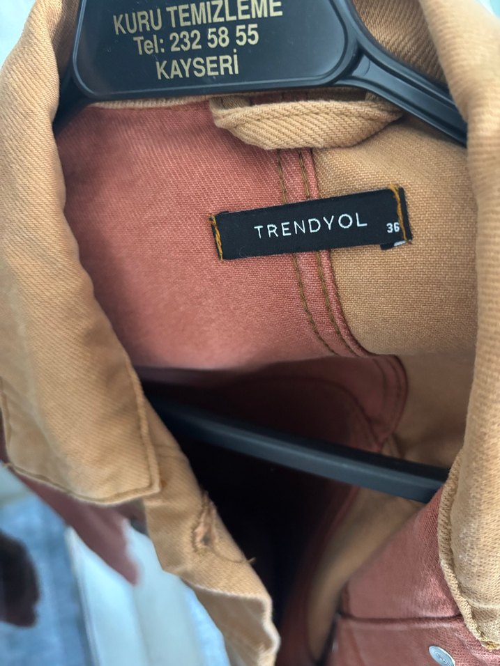Trendyol Düğmeli Kahverengi kot Ceket gömlek - Görsel 2