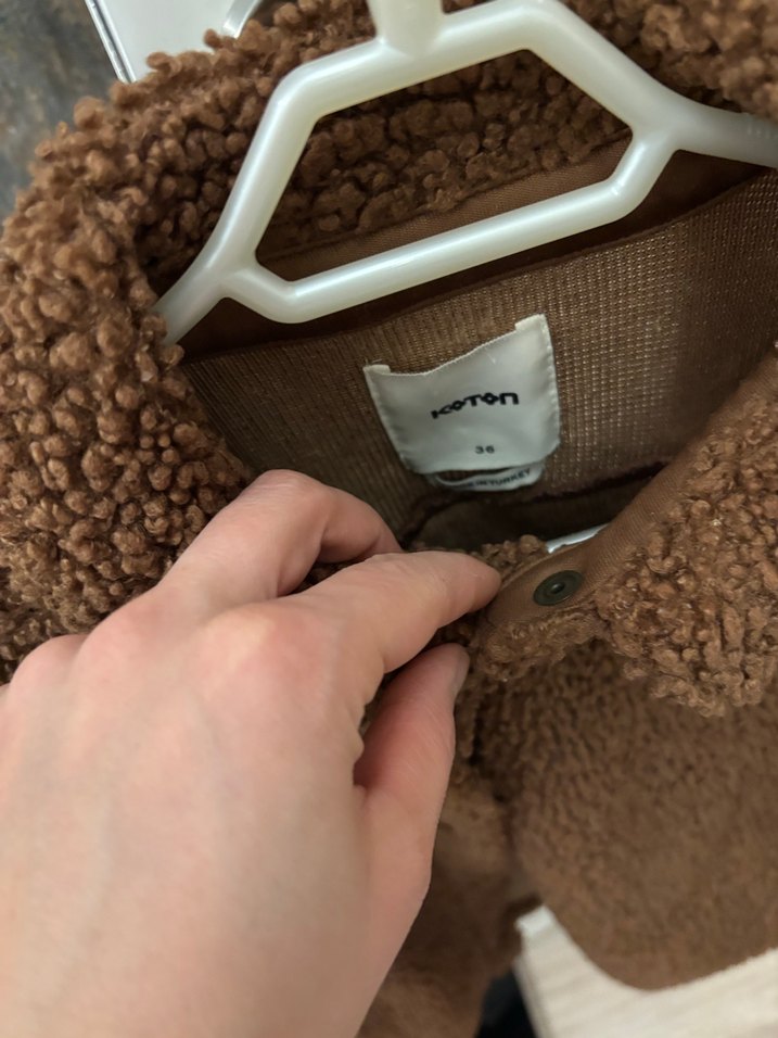 Koton buklet Kahverengi Peluş Kadın Ceket gömlek - Görsel 2