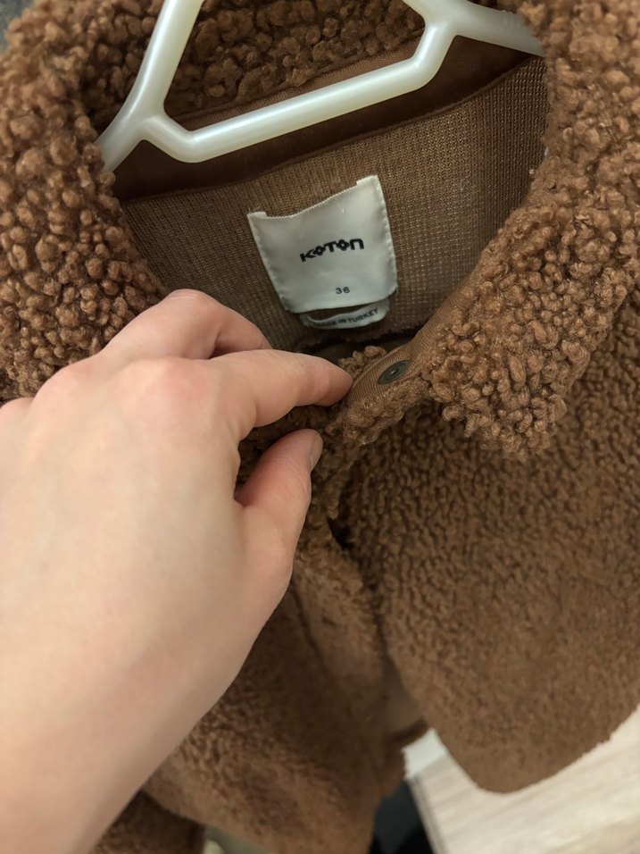 Koton buklet Kahverengi Peluş Kadın Ceket gömlek - Görsel 4