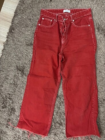 Zara kırmızı kot pantolon