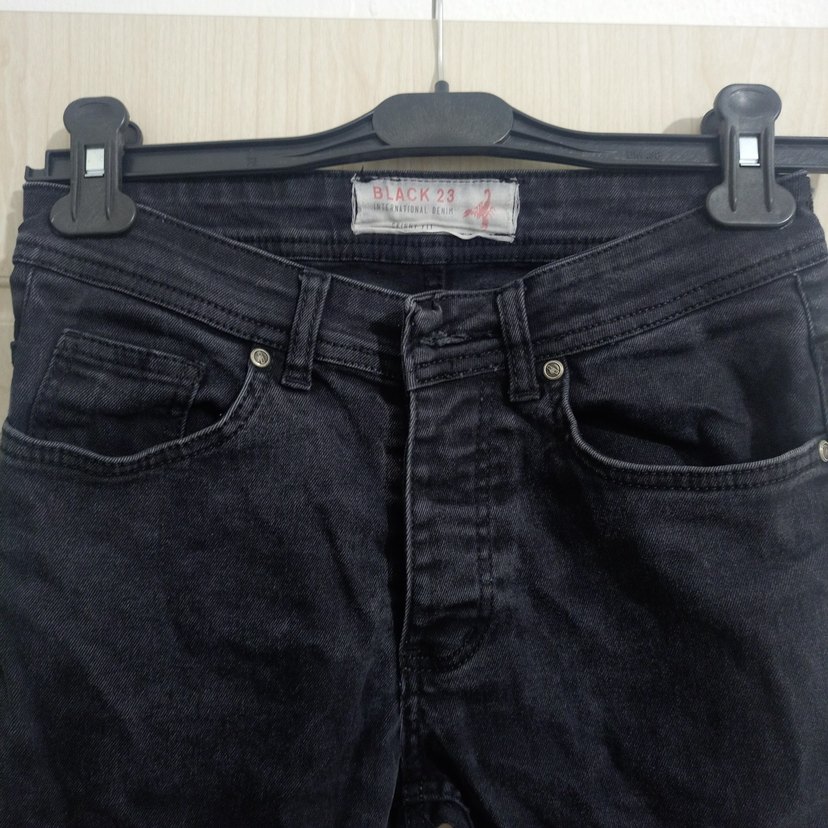 Black 29 Beden Gri Düğmeli Erkek Denim Pantolon - Görsel 3
