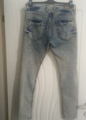 Vintage Gri Tie-Dye Erkek Denim Jean - Görsel 3