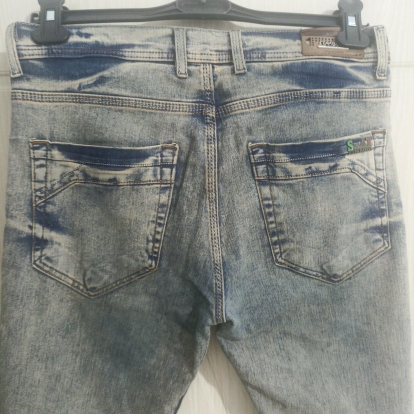 Vintage Gri Tie-Dye Erkek Denim Jean - Görsel 4