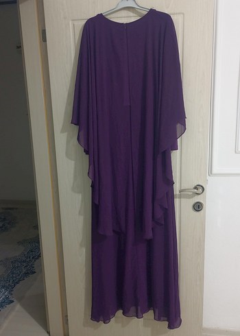 Mor Drapeli Uzun Abiye Elbise - Görsel 3