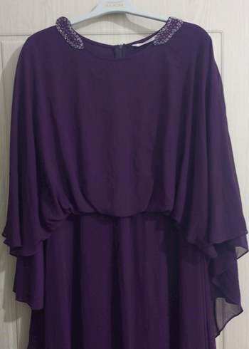 Mor Drapeli Uzun Abiye Elbise - Görsel 2