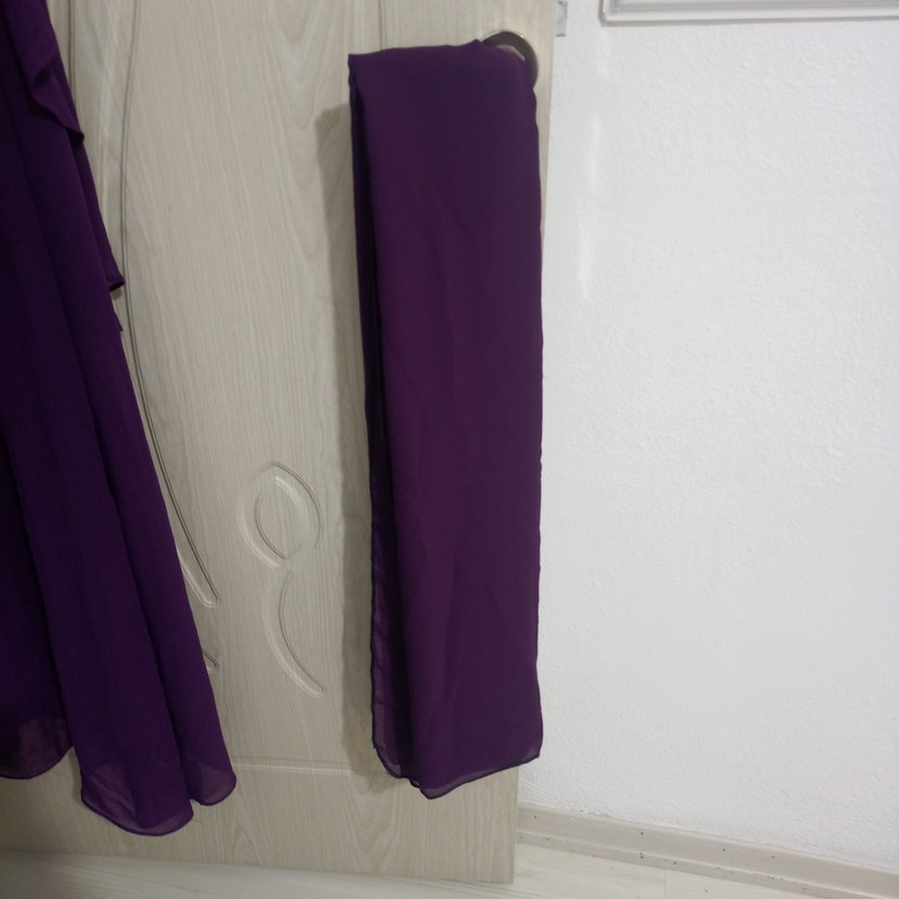 Mor Drapeli Uzun Abiye Elbise - Görsel 5