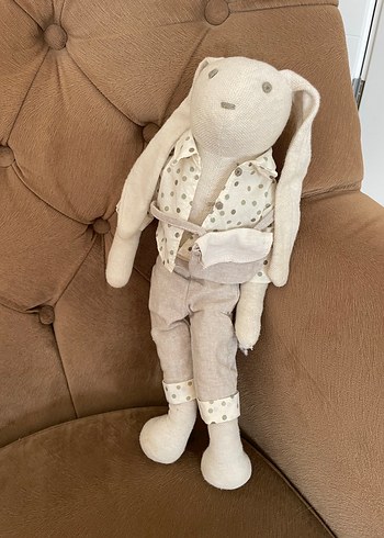 Beden Bej Gri Uzun Kulaklı Peluş Tavşan