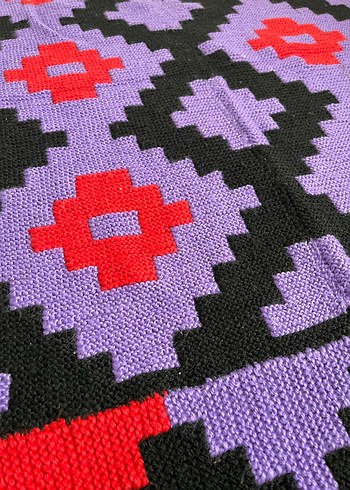 Çok Renkli Desenli el örgüsü kilim - Görsel 3