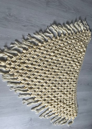 Örgü Beyaz Bohem Kadın Şal - Görsel 2