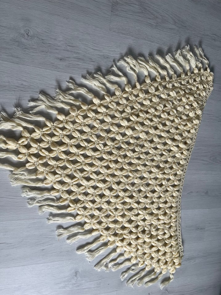 Örgü Beyaz Bohem Kadın Şal - Görsel 2