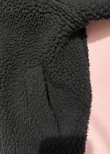Siyah Kadın Uzun Kollu Peluş Ceket - Görsel 4