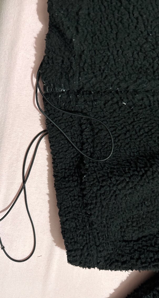 Siyah Kadın Uzun Kollu Peluş Ceket - Görsel 2