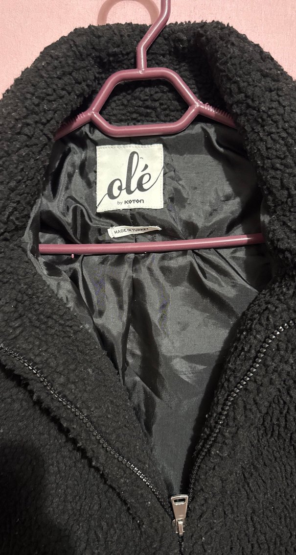 Siyah Kadın Uzun Kollu Peluş Ceket - Görsel 5