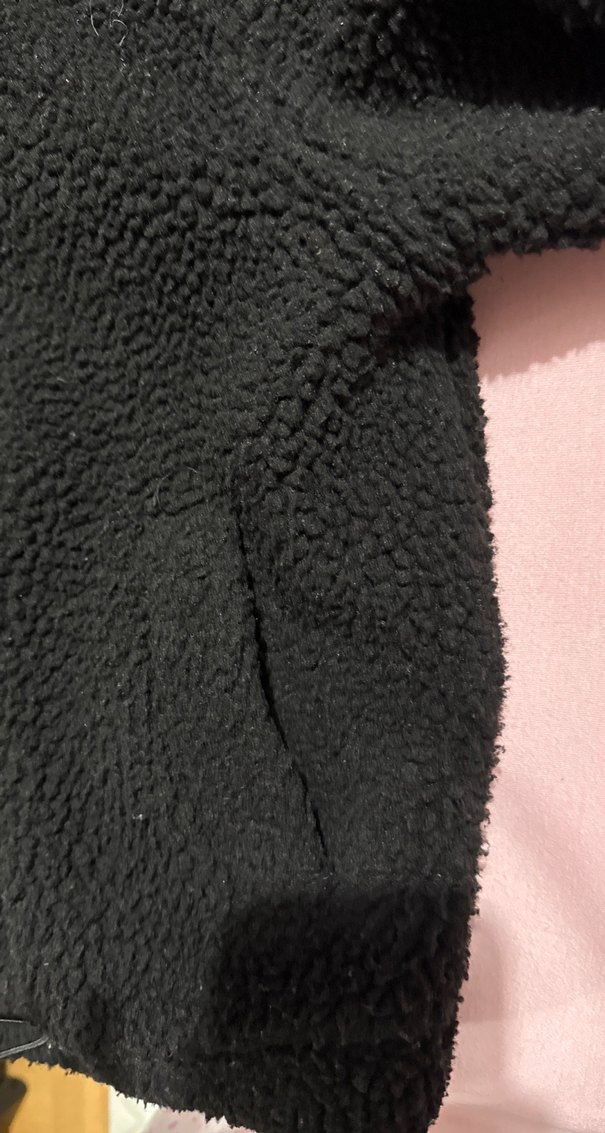 Siyah Kadın Uzun Kollu Peluş Ceket - Görsel 4