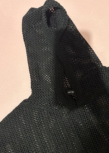 Siyah Örgü Kapüşonlu Kolsuz Kadın Kazak - Görsel 4