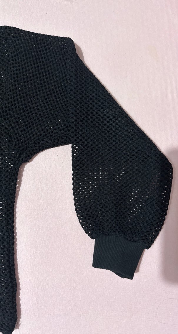 Siyah Örgü Kapüşonlu Kolsuz Kadın Kazak - Görsel 3