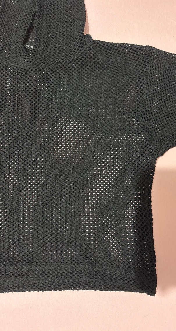 Siyah Örgü Kapüşonlu Kolsuz Kadın Kazak - Görsel 2