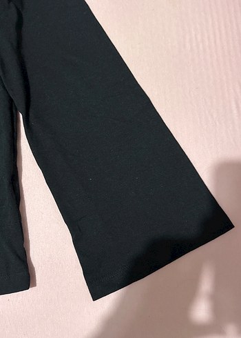 Siyah Uzun Kollu Keten Tişört - Görsel 3