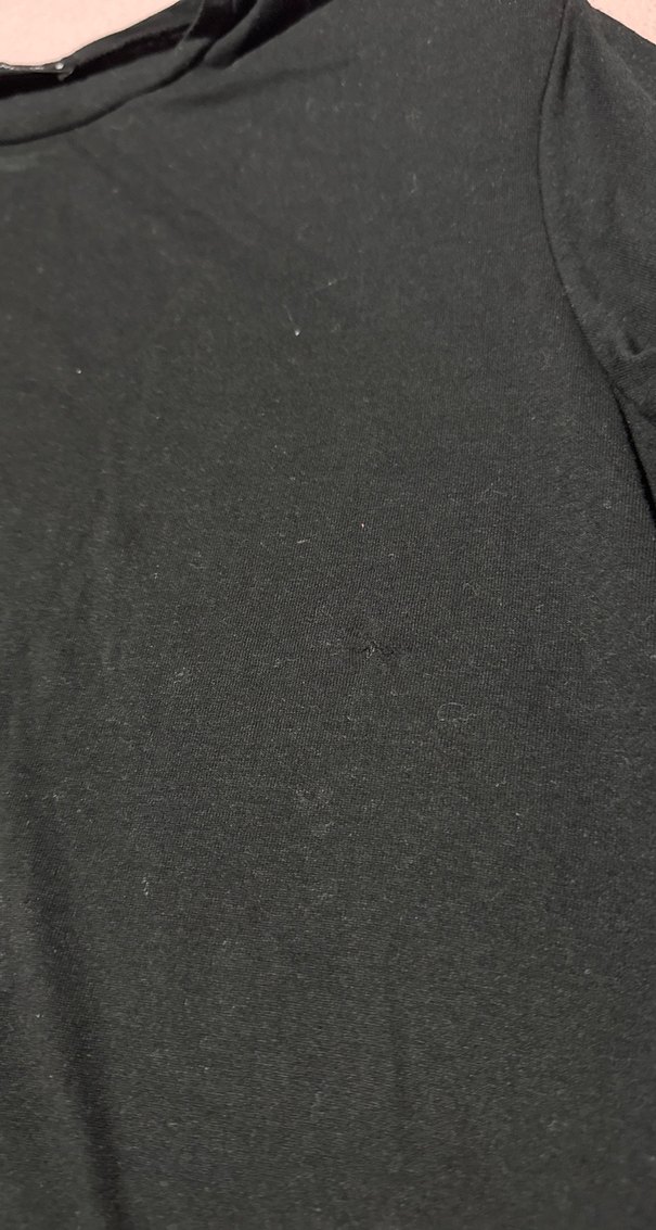 Siyah Uzun Kollu  Keten Tişört - Görsel 4